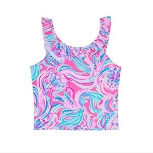 ISO Lilly Pulitzer Girls Kinsey Tankini Top Size 7 Prosecco‎ Pink Don't Be Jelly